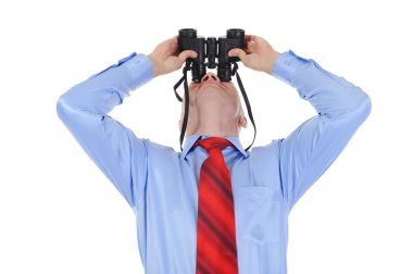 Businessman looking through binoculars clipart