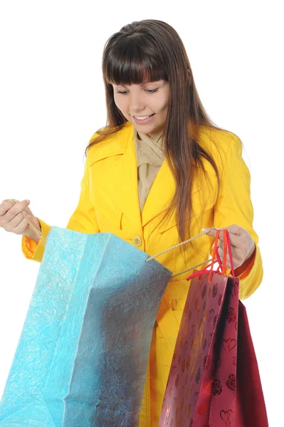 Beautiful girl with shopping bags — Stock Photo, Image