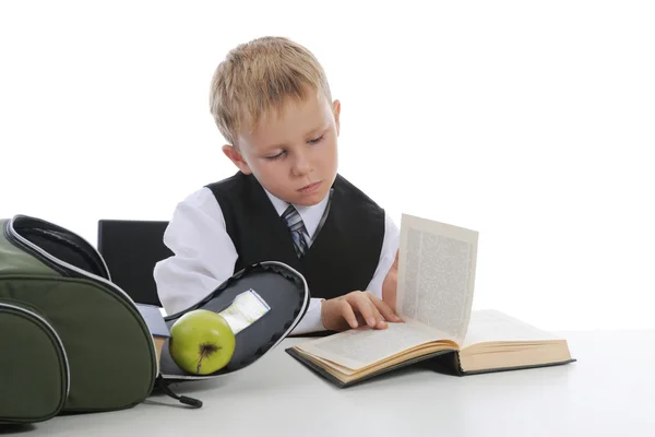 Boy with green apple — Stock Photo, Image