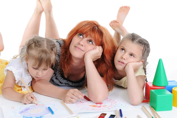 Happy mother with her daughters. — Stock Photo, Image