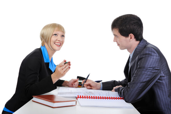 Деловые партнеры за столом переговоров
