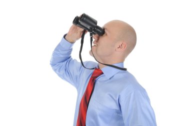 Businessman looking through binoculars clipart