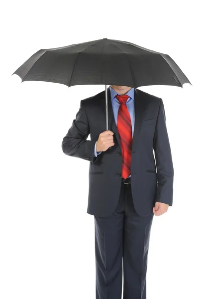 Bilden av en affärsman med paraply — Stockfoto