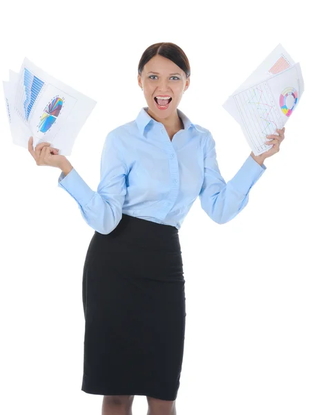 Businesswoman holding documents — Stock Photo, Image