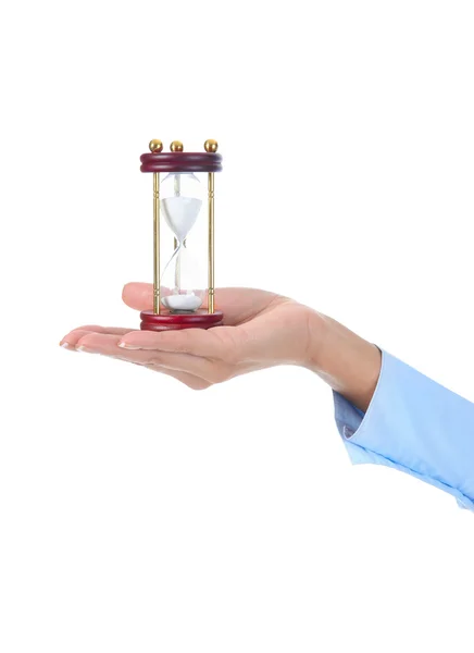 Hourglass in his hand — Stock Photo, Image