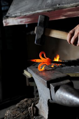 Making a decorative pattern on the anvil clipart