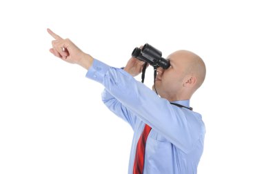 Businessman looking through binoculars clipart