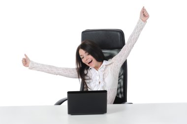 Woman with laptop clipart