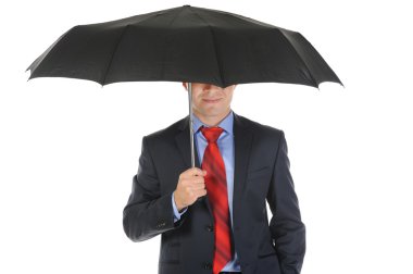şemsiye ile işadamı görüntüsü