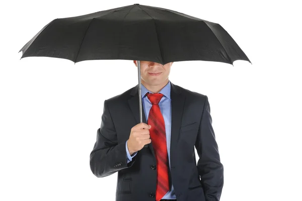 Wizerunek biznesmena z parasolem — Zdjęcie stockowe