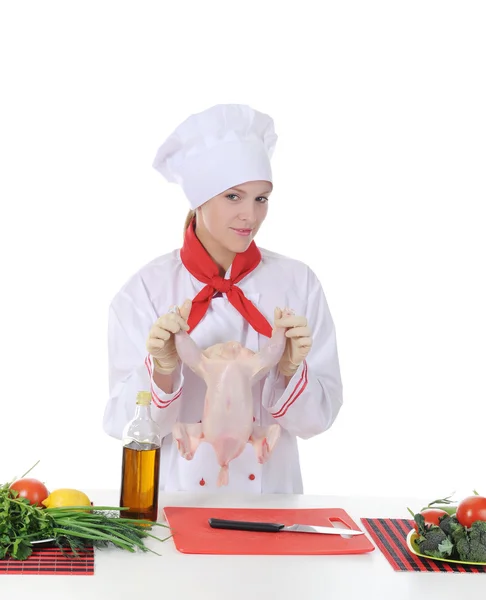 Knappe jonge chef-kok in uniform. — Stockfoto