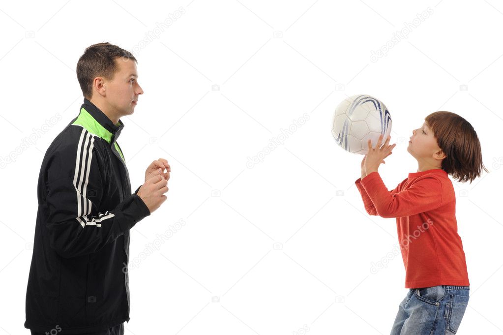 Dad and son playing ball