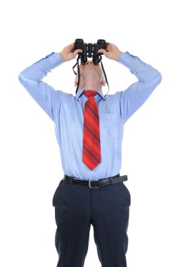 Businessman looking through binoculars clipart