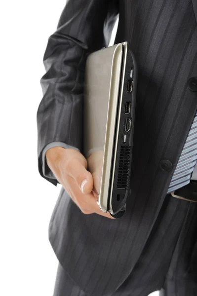 Businessman holding laptop — Stock Photo, Image
