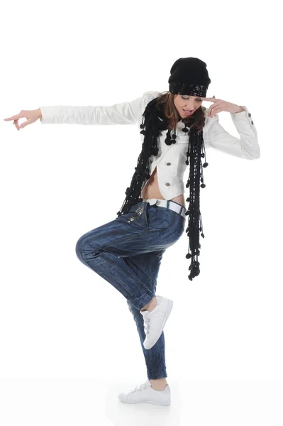 Молода жінка танцює хіп-хоп — стокове фото