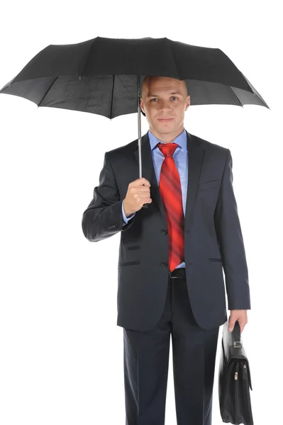 Εικόνα ενός επιχειρηματία με ομπρέλα — Φωτογραφία Αρχείου