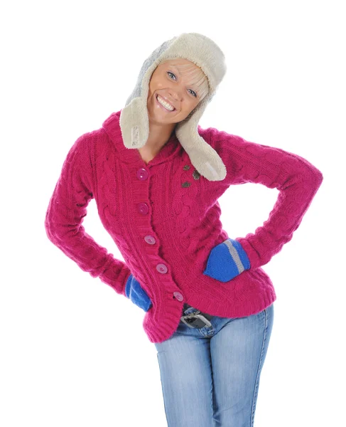 Vrouw in winter stijl — Stockfoto