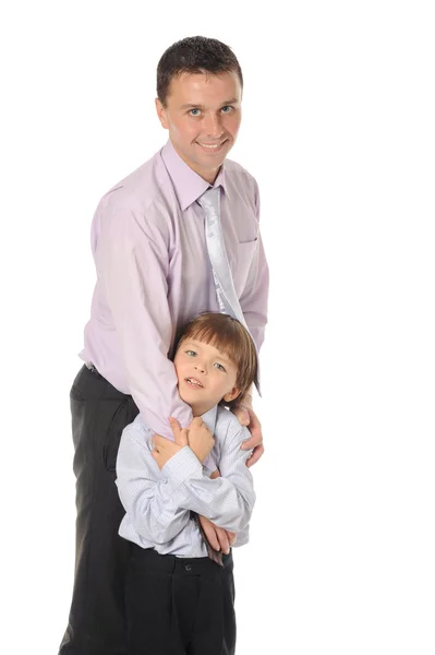 Šťastný chlapec se svým otcem — Stock fotografie