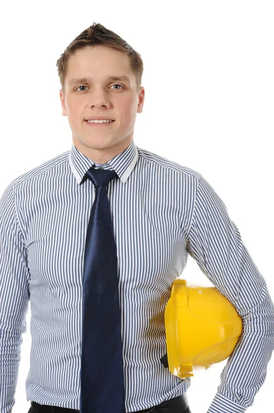 Hombre con casco de construcción — Foto de Stock