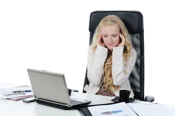 Crying girl in the office. Stock Photo