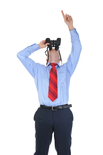 Empresário olhando através de binóculos Fotografias De Stock Royalty-Free