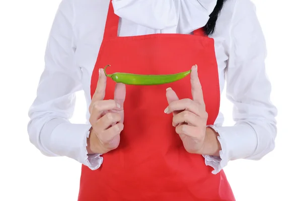 Chef-kok met peper in hand. — Stockfoto