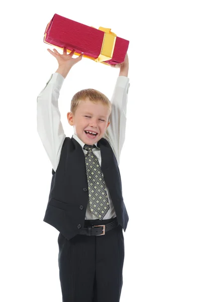 Niño sosteniendo presente caja —  Fotos de Stock