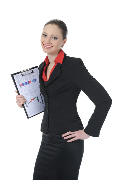 Businesswoman holding documents — Stock Photo, Image