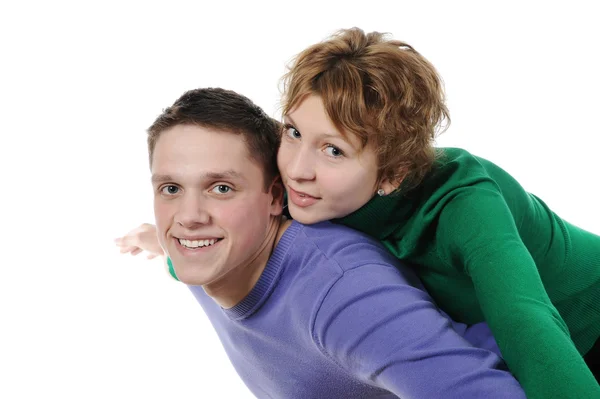 Retrato de una alegre pareja joven — Foto de Stock
