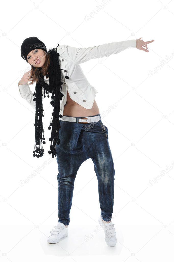 Young woman dancing hip-hop — Stock Photo © Lebval #4517897