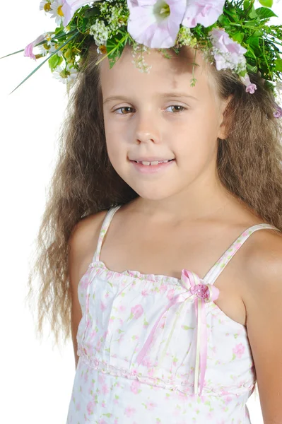 Girl with a wreath — Stock Photo, Image