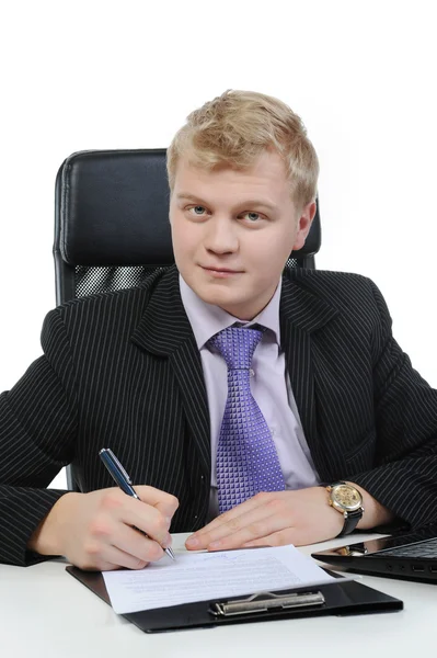 Businessman signs a contract — Stock Photo, Image