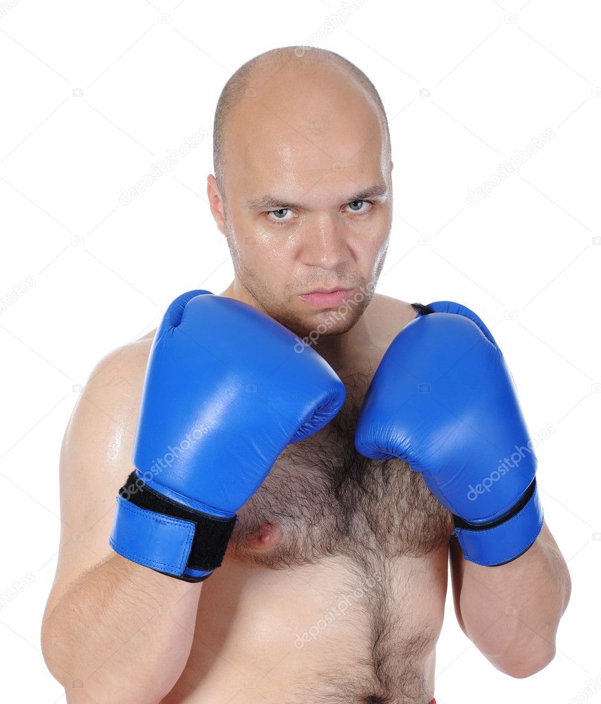 Image boxer punches. Isolated on white background