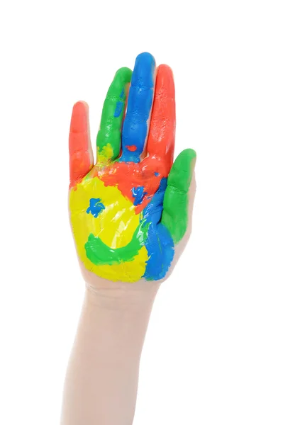 Barnens Hand Färgen Isolerad Vit Bakgrund — Stockfoto
