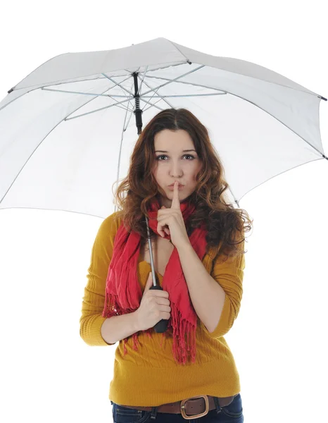 Mujer joven con un paraguas — Foto de Stock