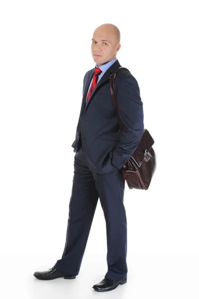 Businessman Full Length Briefcase Isolated White Background — Stock Photo, Image
