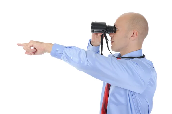 Image Businessman Looking Binoculars Isolated White Background — Stock Photo, Image
