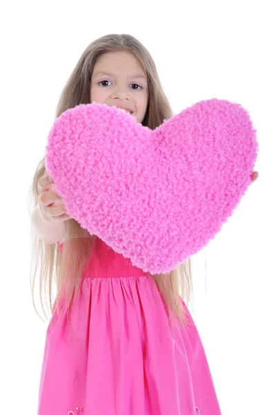 Little girl holding heart — Stock Photo, Image