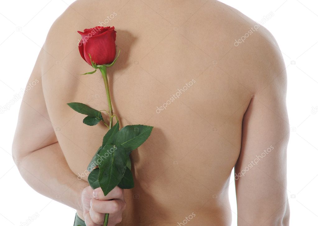 Man holding a red rose