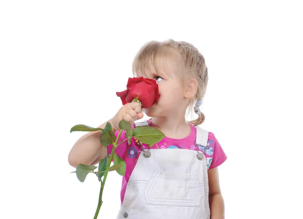 Menina com uma rosa . — Fotografia de Stock
