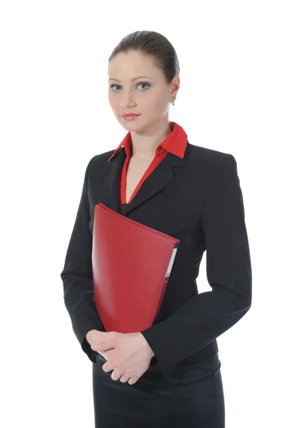 Businesswoman Holding Documents Isolated White Background — Stock Photo, Image