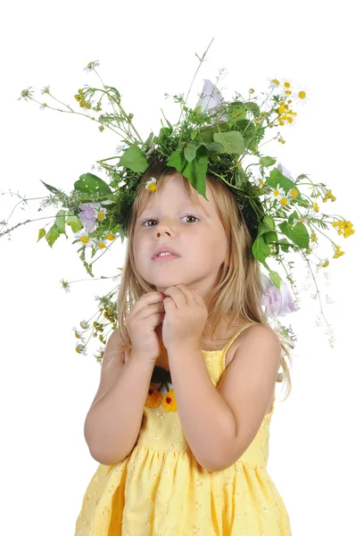 Girl with a wreath — Stock Photo, Image