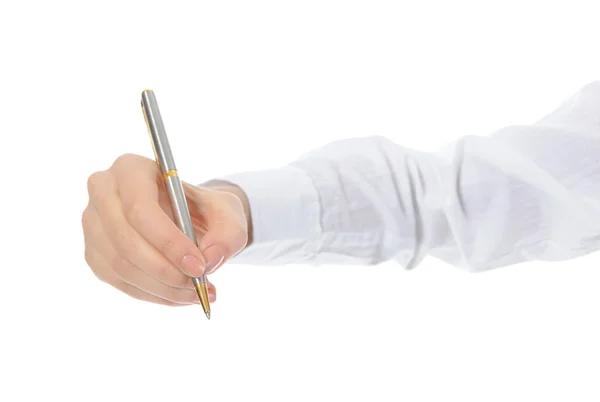 Pen in vrouw hand — Stockfoto