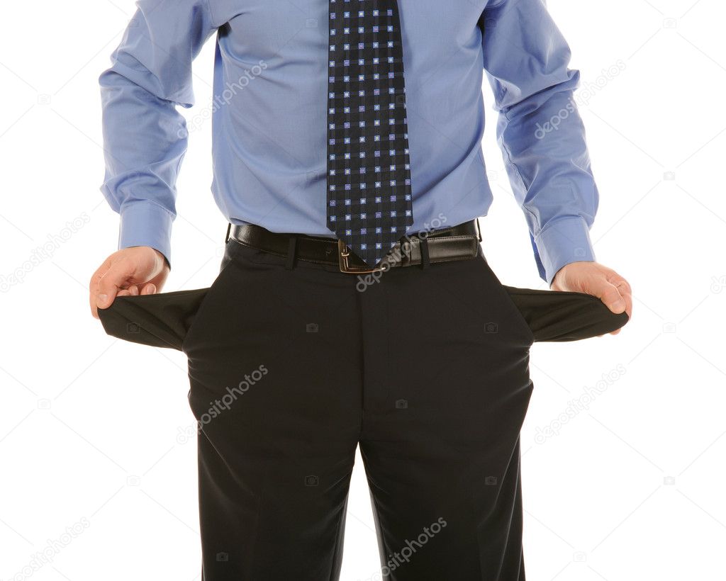 Man with empty pockets
