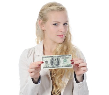 Woman with money clipart