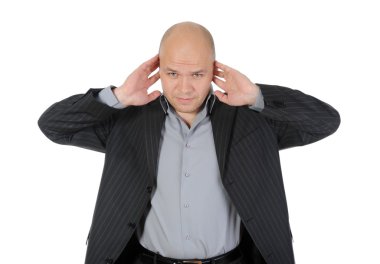 Businessman covered his ears clipart