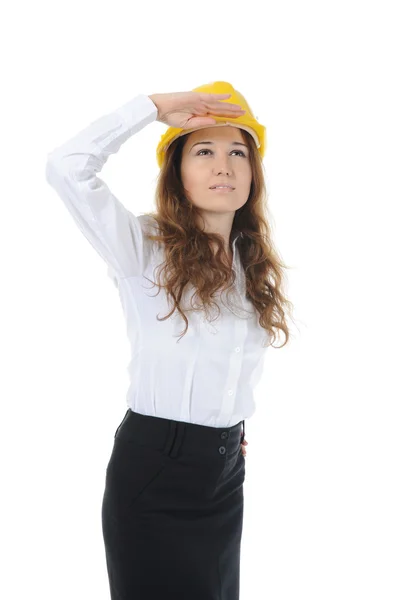 Vrouw met bouw helm — Stockfoto