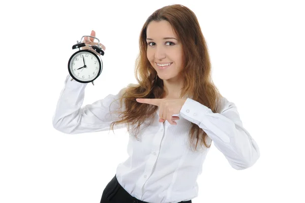 Γυναίκα με ένα τέτοιο ρολόι στο ένα χέρι. — Φωτογραφία Αρχείου