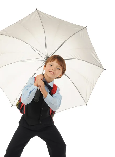 Écolier avec un parapluie . — Photo
