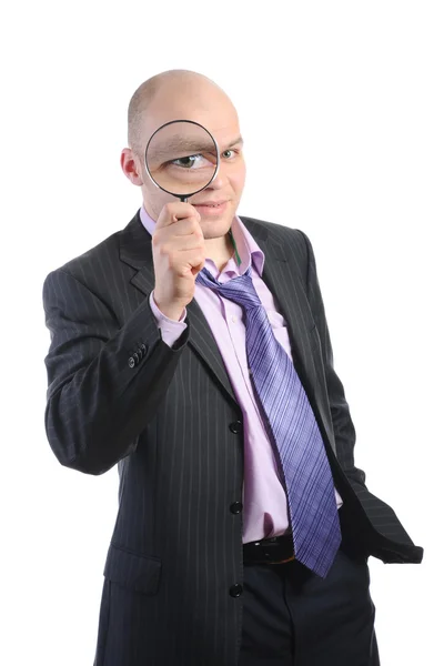 Man with a magnifying — Stock Photo, Image